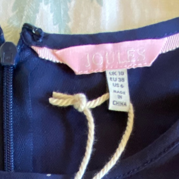 NWT Joules Gardenia Bee Print Dress, Navy Blue with Cream Bees - Picture 10 of 11